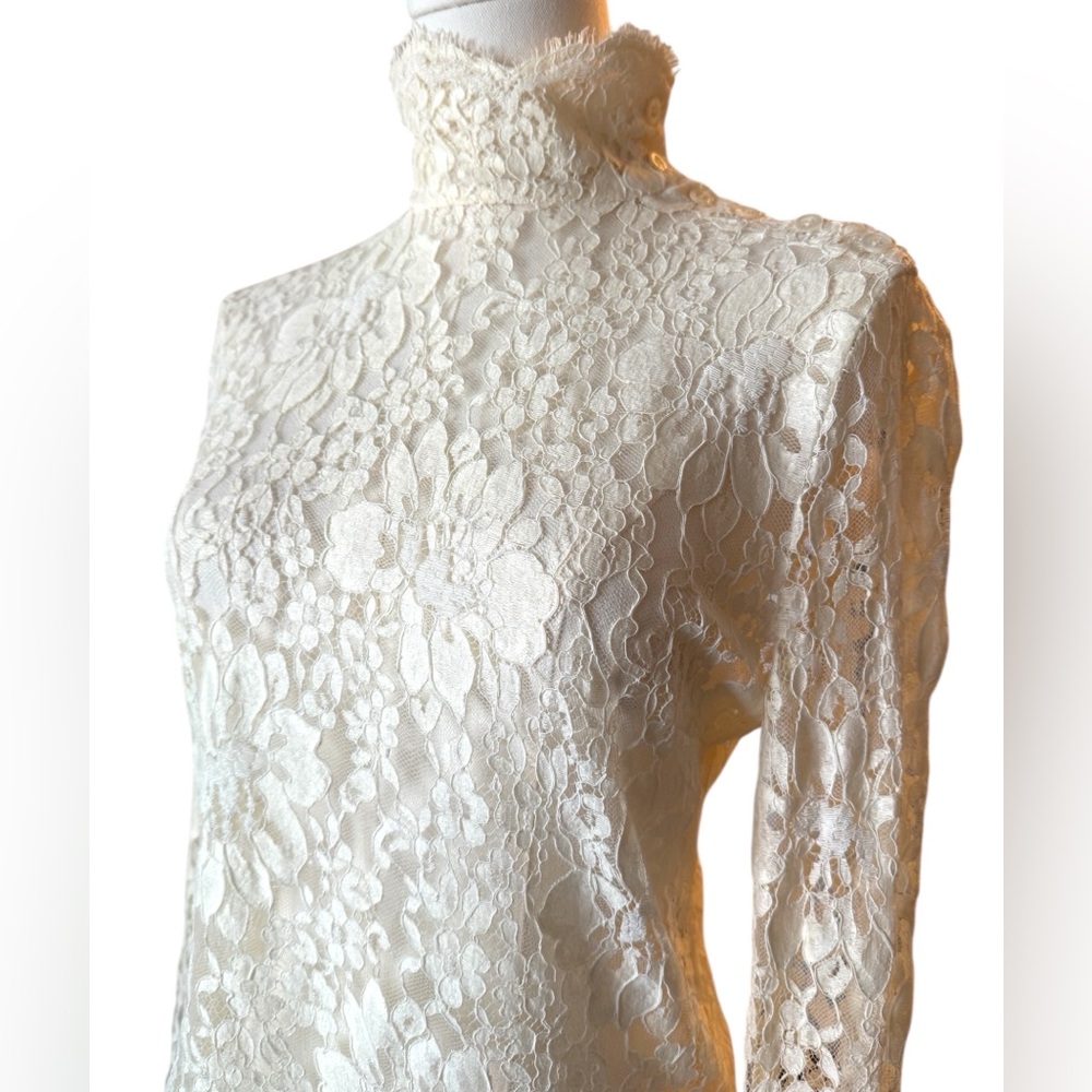 Burberry London Lace High Collar Blouse